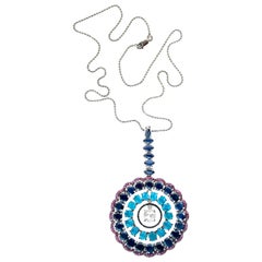 Natural Blue Sapphire, Apatite, Pink Sapphire and Diamond Veronica Necklace