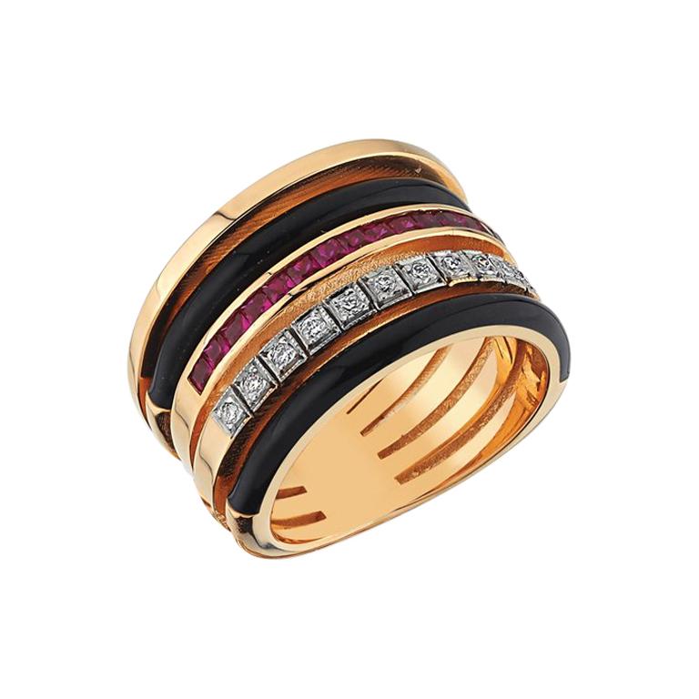 Rose-gold, diamond and ruby Matisse ring