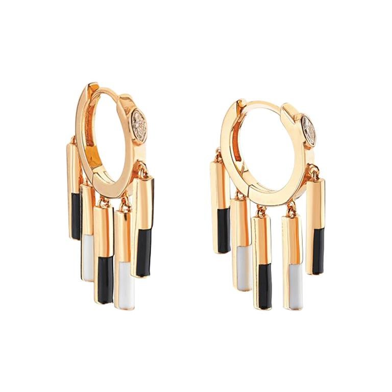 Rose-gold and diamond Black and White Matisse earrings