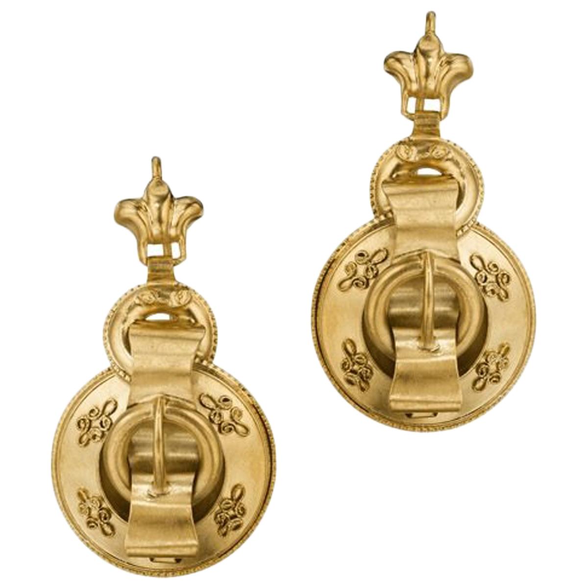 English Victorian Gold Buckle Earrings