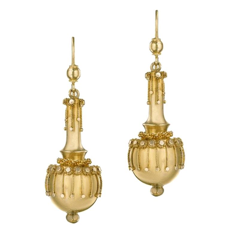 English Victorian Gold Drop Earrings