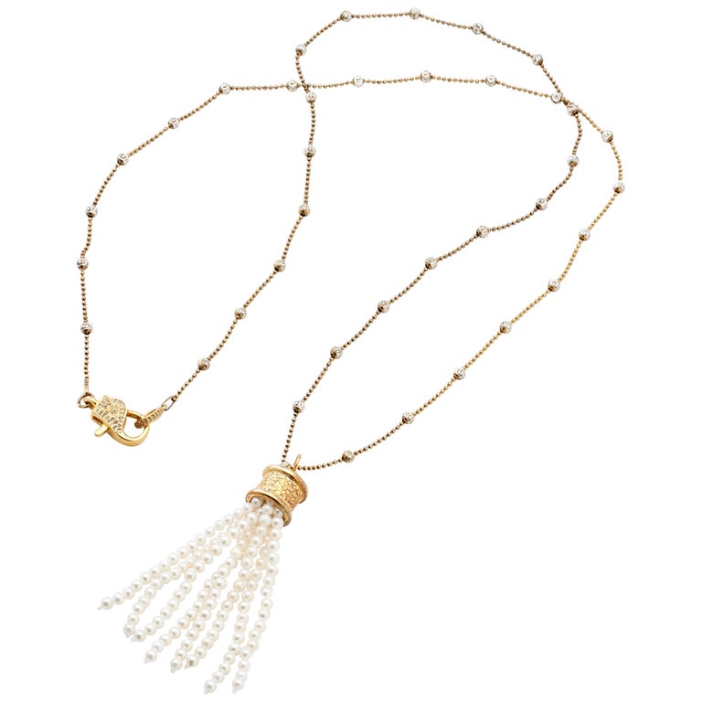 Stellar Rose Silver Pearl Drop long necklace 69057 main image 1