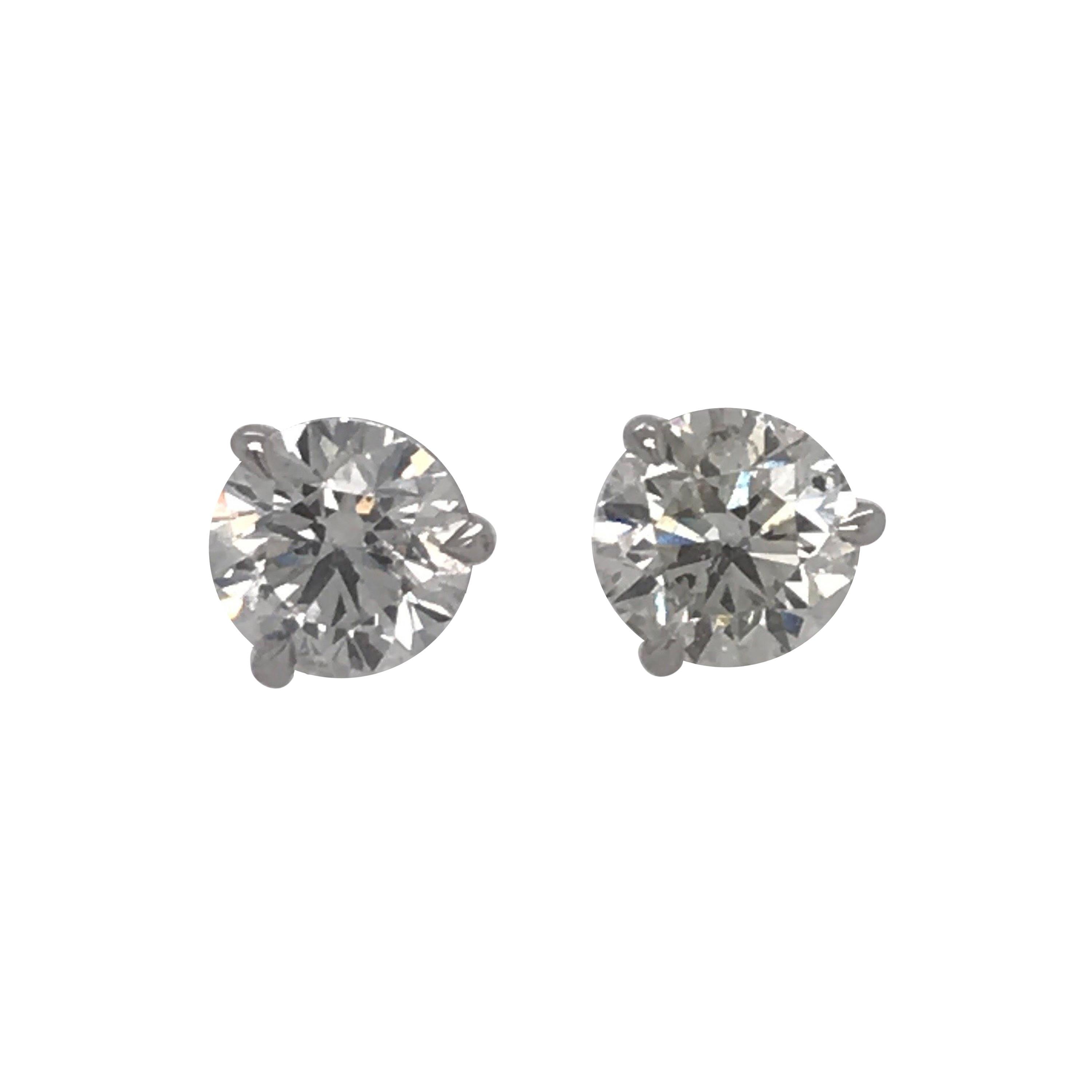 Diamond Stud Earrings 3.14 Carats GIA Certified G-H, I1
