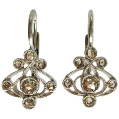 Dalben Light Brown Diamond Gold Pendant Earrings