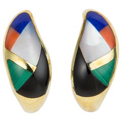 Asch Grossbardt Inlaid Colored Stone Earrings