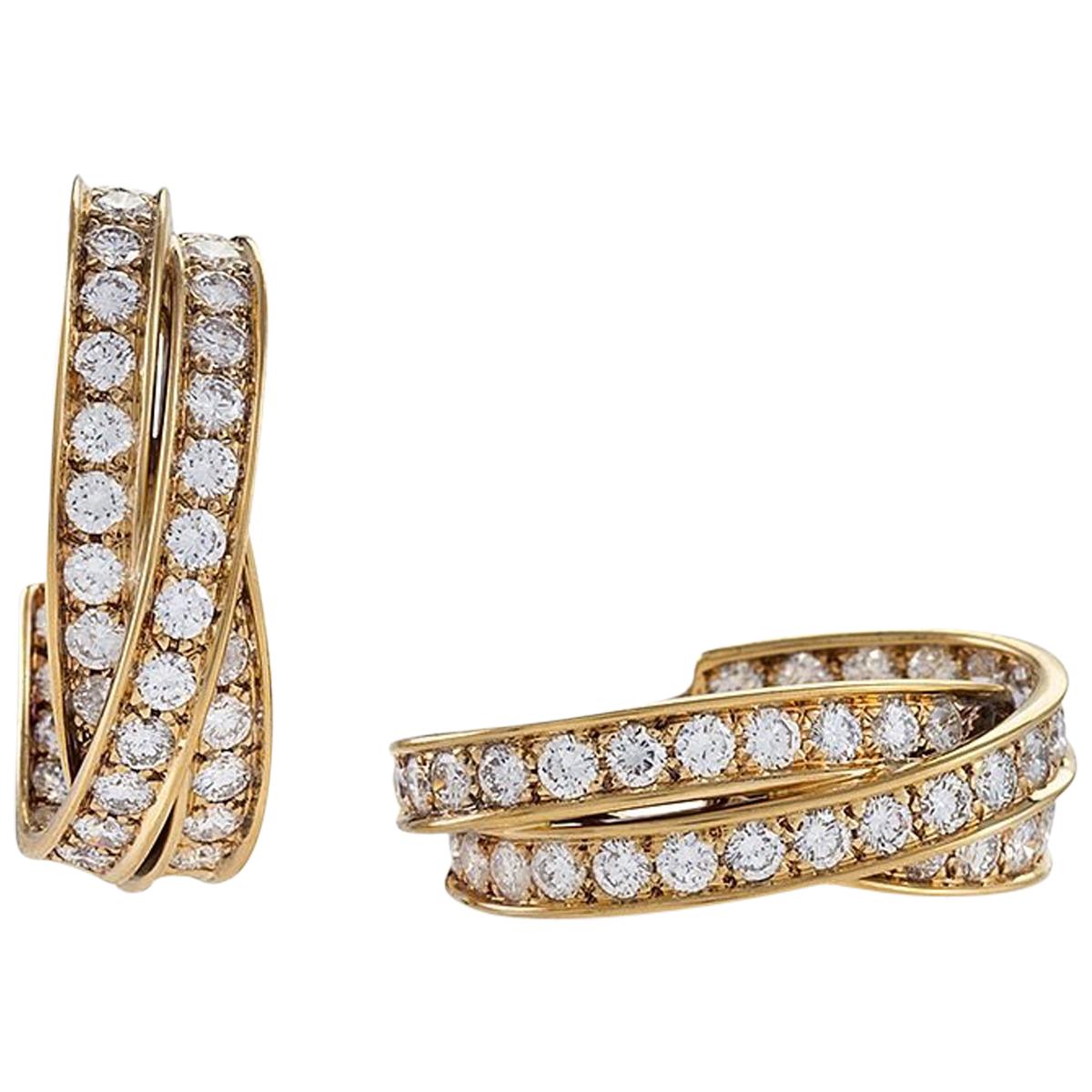 French Gold and Diamond Earrings by Cartier