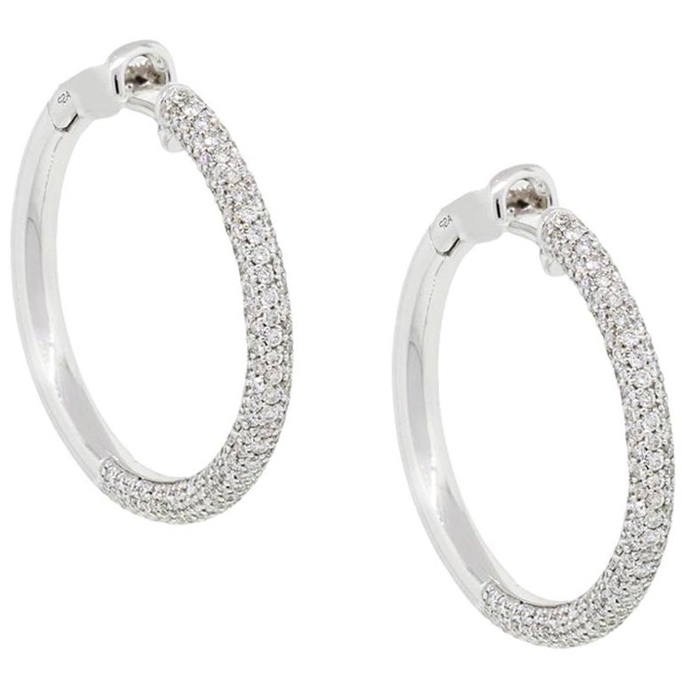 Pave hoop earrings gold Clearance