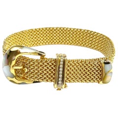 Asch Grossbardt Mother-of-Pearl and Diamond Buckle Bracelet