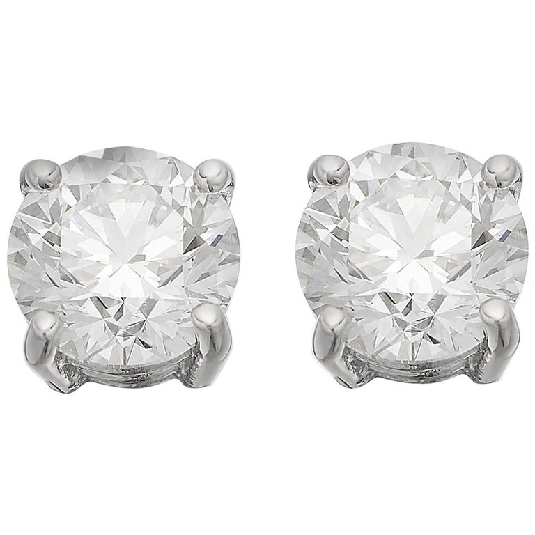 Gia Certified Solitaire Stud Round Brilliant Diamond Earrings Total Gia Certified Solitaire Stud Round Brilliant Diamond Earrings Total 3 01ct G Vs2 For