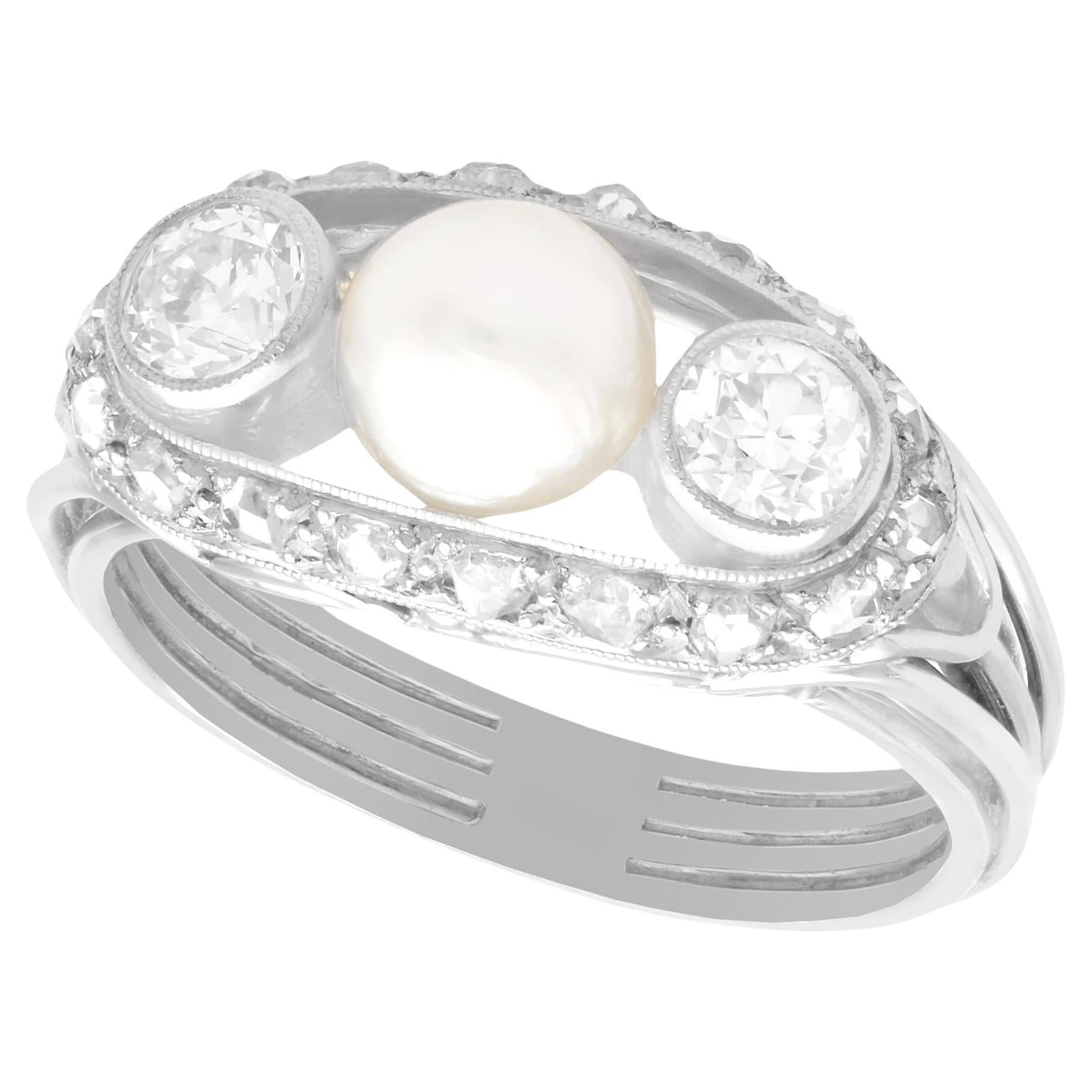 Antique Pearl and Diamond White Gold Cocktail Ring Circa 1920 For Sale