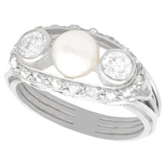Antique Pearl and Diamond White Gold Cocktail Ring Circa 1920