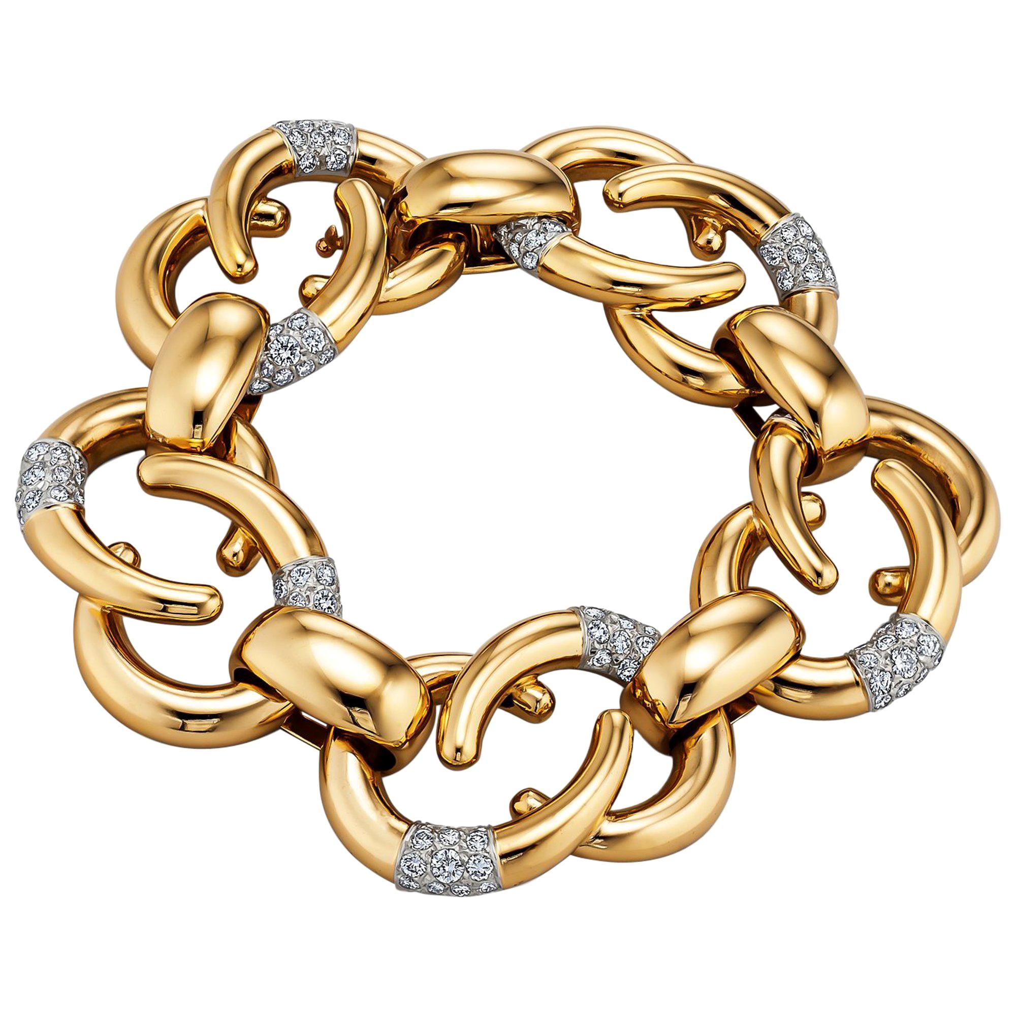 Cartier Paris Vintage Diamond Gold Link Bracelet