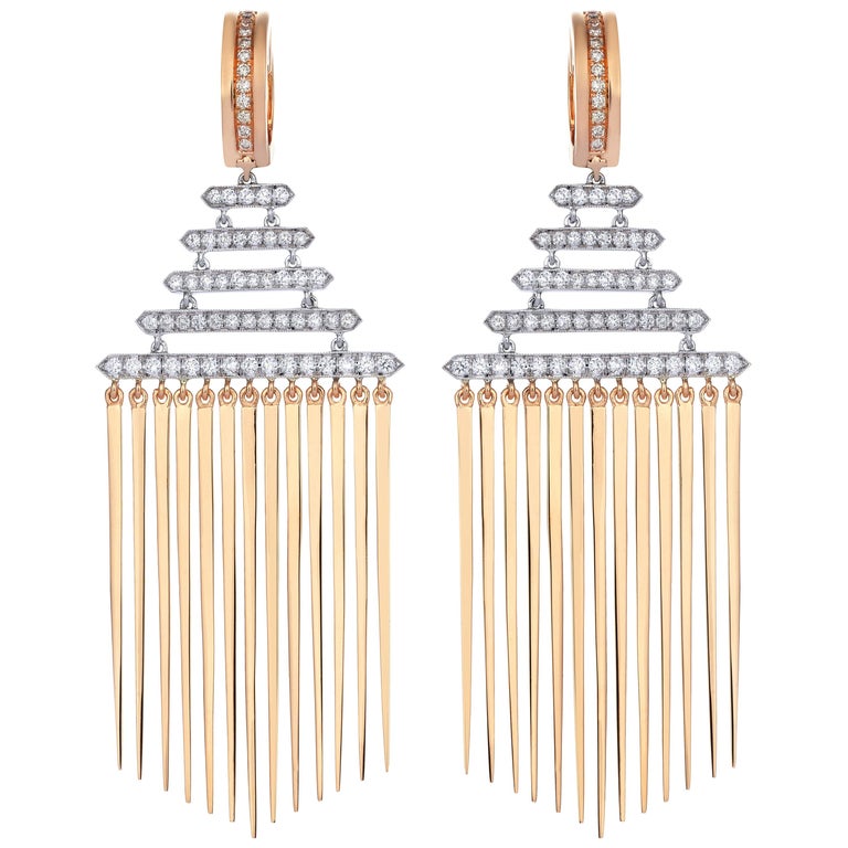 Rose Gold Diamond Chandelier Earrings For At 1stdibs Rose Gold Diamond Chandelier Earrings For