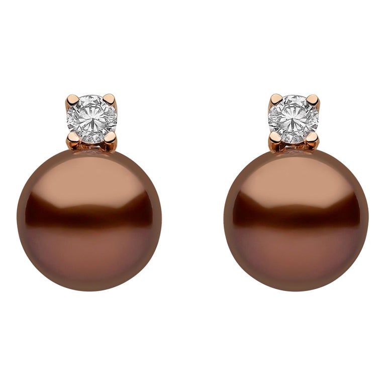 Yoko London Chocolate Tahitian Pearl And Diamond Earrings Set In 18 Yoko London Chocolate Tahitian Pearl And Diamond Earrings Set In 18 Karat Gold For