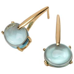 Maviada
s 18 Karat Yellow Gold Vermeil Aqua Blue Quartz, Gold Long Drop Earrings