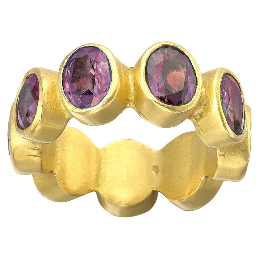 Sapphires and Tanzanite yellow gold 22 Karat Gold Rings For Sale at 1stDibs