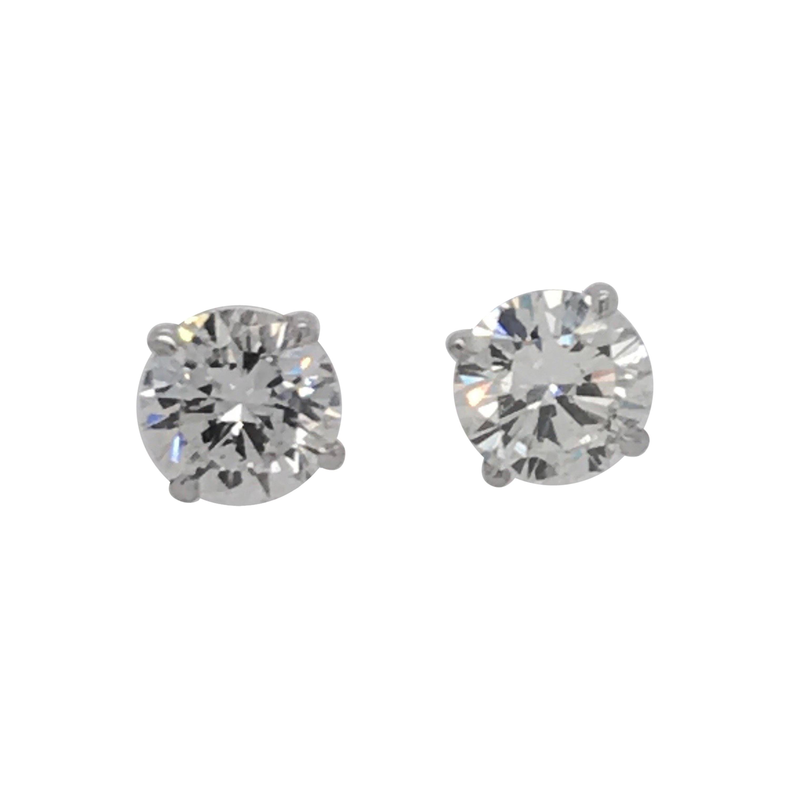 Diamond Stud Earrings, GIA Certified 2.63 Carat H-I SI1-SI2