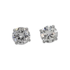 Diamond Stud Earrings, GIA Certified 2.63 Carat H-I SI1-SI2