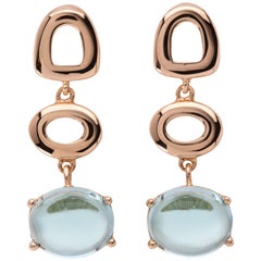 Maviada's St Tropez Sky Blue Topaz 18 Karat Rose Gold Drop Long Earrings