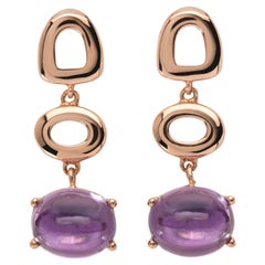 Maviada's St Tropez Purple Amethyst 18 Karat Yellow Gold Drop Long Earrings