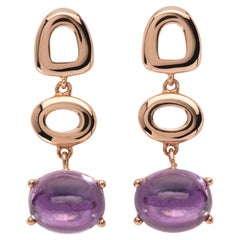 Maviada's St Tropez Purple Amethyst 18 Karat Yellow Gold Drop Long Earrings