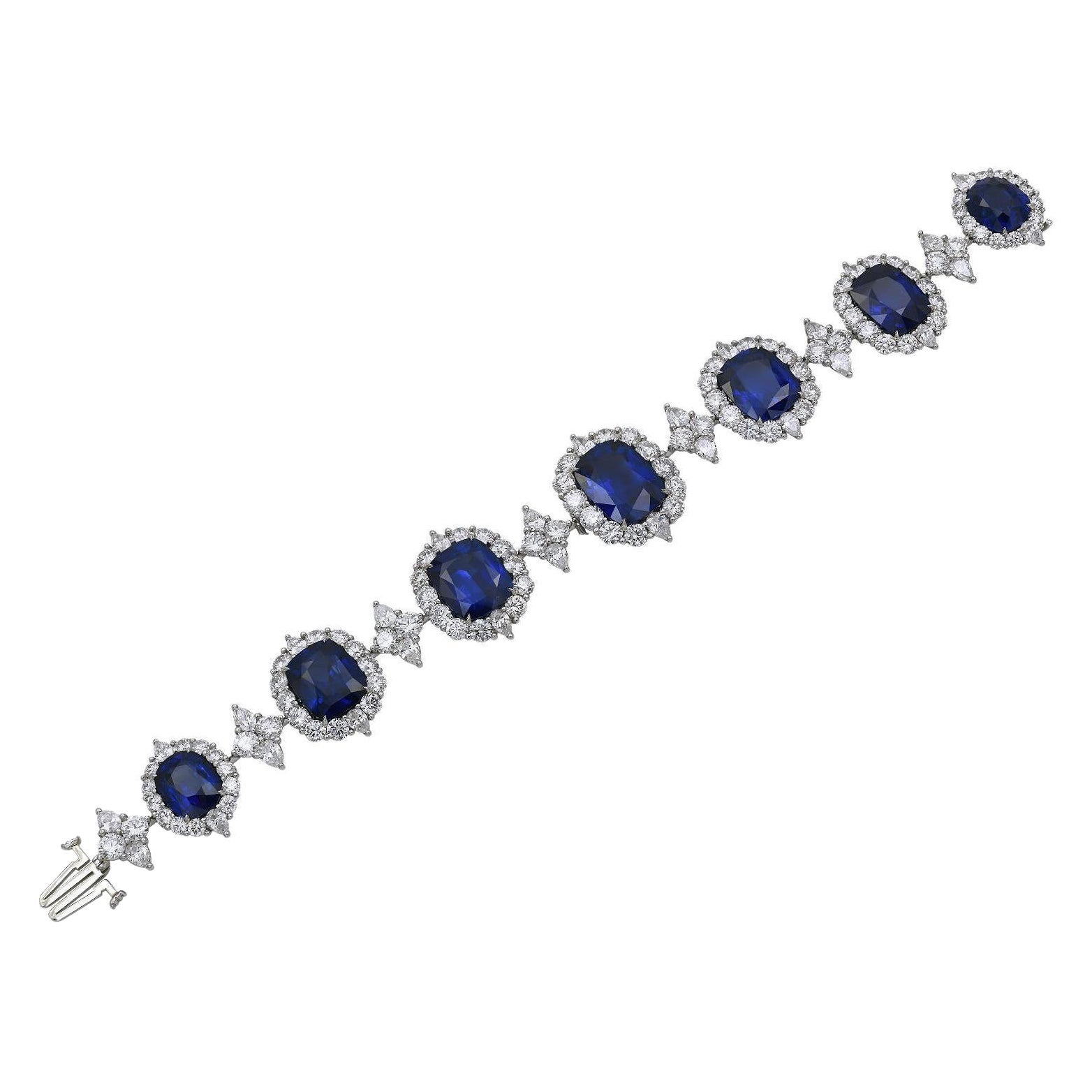 Spectra Fine Jewelry C.Dunaigre Certified Ceylon Sapphire Diamond Bracelet
