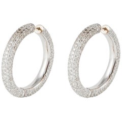 18K White Gold Diamond Hoop Earrings
