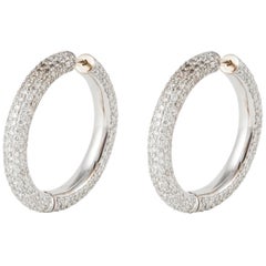 Used 18K White Gold Diamond Hoop Earrings