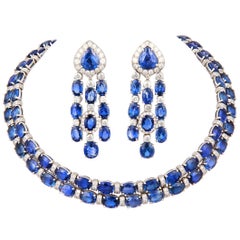 Blue Sapphire Chandelier Earrings