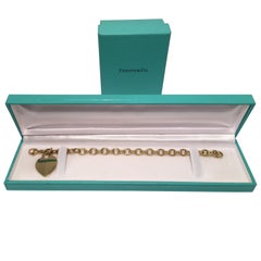 Tiffany & Co. 18 Karat Yellow Gold Charm Bracelet with Engravable Heart Tag
