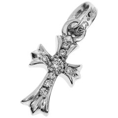 Chrome Hearts Diamonds 18 Karat White Gold Baby Fat Cross Charm