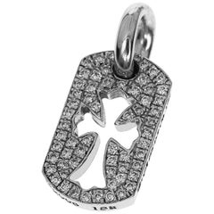 Chrome Hearts Diamonds 18 Karat White Gold Tiny Cut Out Cross Dog Tag