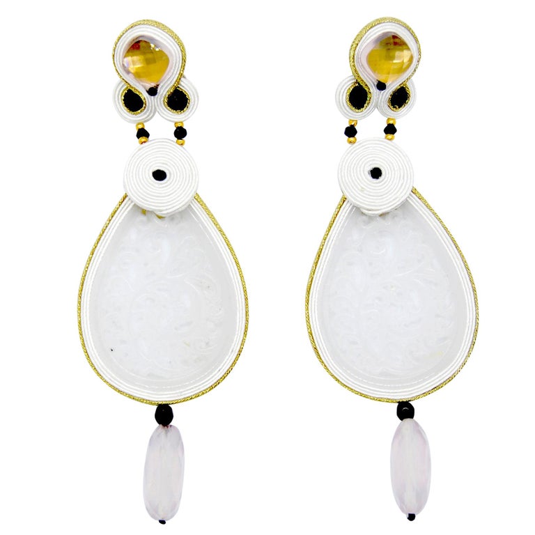 White Quartz Monokrome Collection 9 Carat Gold Earrings For At White Quartz Monokrome Collection 9 Carat Gold Earrings For