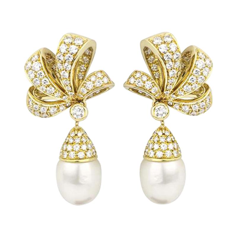 Tiffany and Co. Pearl and Diamond Earrings at 1stDibs
