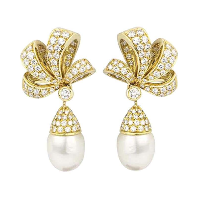 Diamond, Pearl and Antique Dangle Earrings - 5,436 For Sale at 1stdibs ...