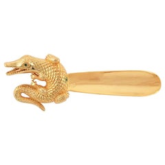 Gold Curled Alligator Shoehorn by John Landrum Bryant