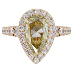 Henri Daussi 2.02 Carat Rose Cut Pear Shape Diamond Halo Engagement Ring