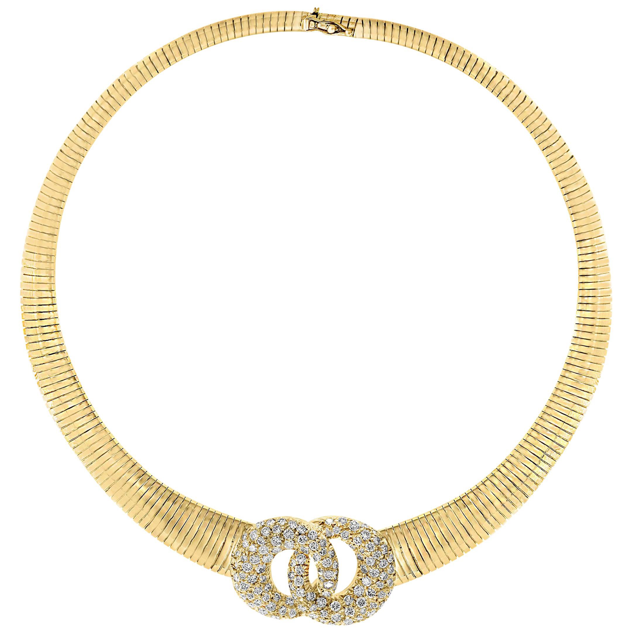 Van Cleef & Arpels 18 Carat Yellow Gold and 6 Ct Diamond Collar/Choker Necklace For Sale