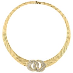 Van Cleef & Arpels 18 Carat Yellow Gold and 6 Ct Diamond Collar/Choker Necklace
