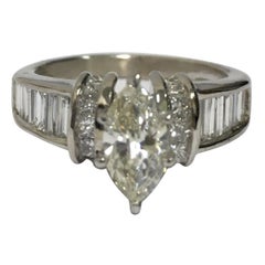 Marquise Diamond Engagement Ring Set in White Gold