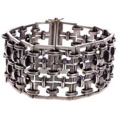 "Quadrats" sterling silver articulated bracelet