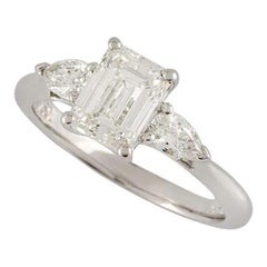GIA Certified Emerald Cut Three-Stone Diamond Engagement Ring 1.17 Carat