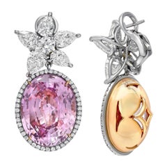 Pink Sapphire Earrings 36.64 Carats GIA Certified