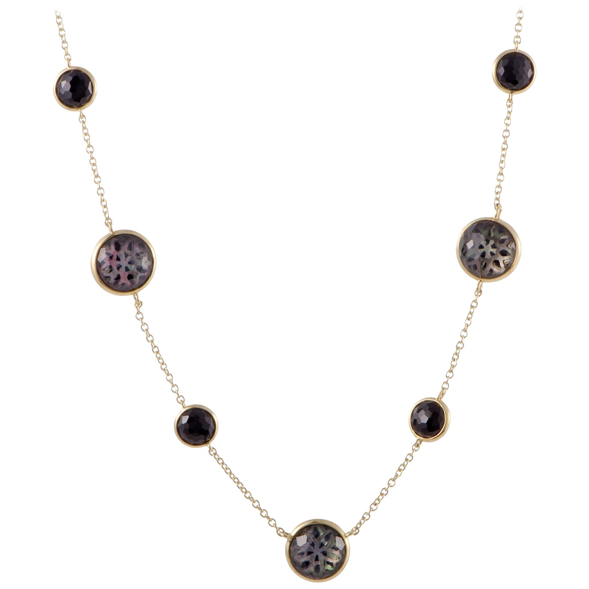 Ippolita Polished Rock Candy Quartz Onyx & Mother of Pearl Yellow Gold Necklace