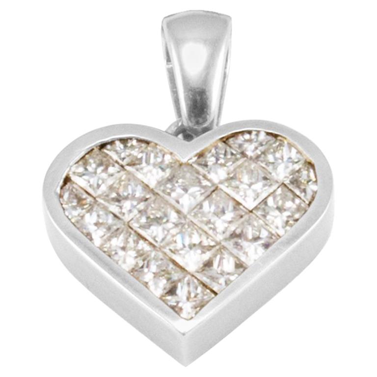 2.11 Carat Total Weight Diamond Invisible-Set Heart Pendant