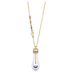 18 Karat Hand Blown Glass Large Lightkeeper Locket Necklace