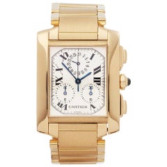 2000's Cartier Tank Francaise Chronoflex Steel & Yellow Gold W50005R2 Wristwatch