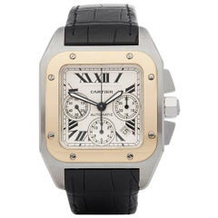 2008 Cartier Santos 100 XL Chronograph Steel and Yellow Gold W20091X7 Wristwatch