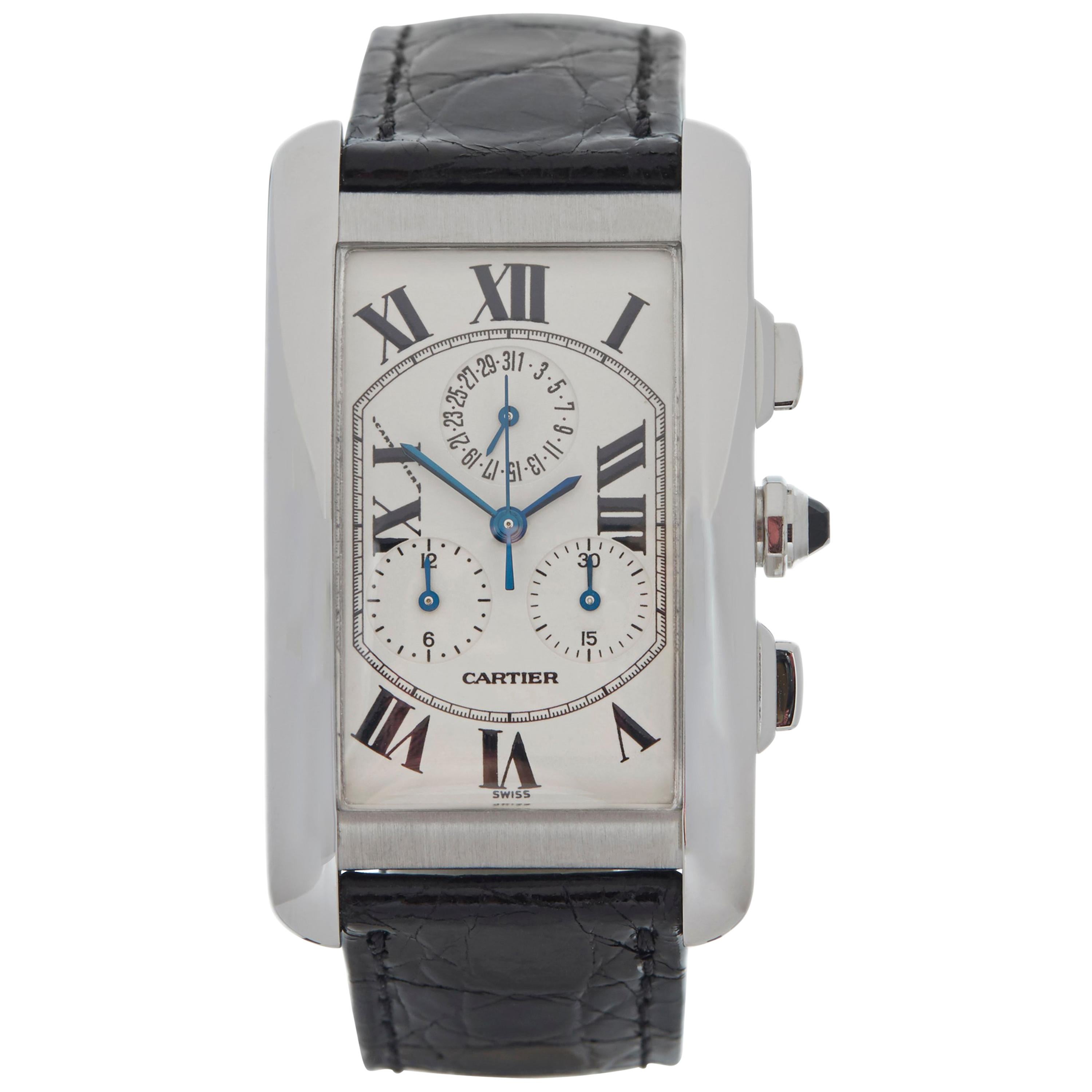 2000s Cartier Tank Americaine White Gold W2603356 Wristwatch