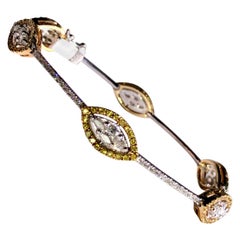 David Morris White and Yellow Round Diamond Platinum and Gold Bracelet